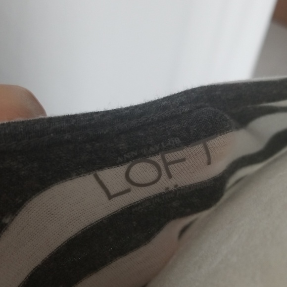 Loft 3/4 Striped Grey & White Shirt - Picture 4 of 5